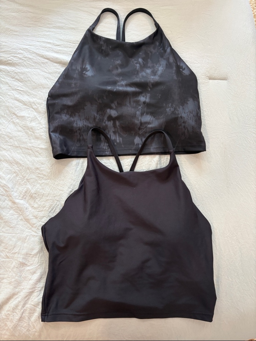TWO TOPS- Black Cropped Tank Tops with built in bra